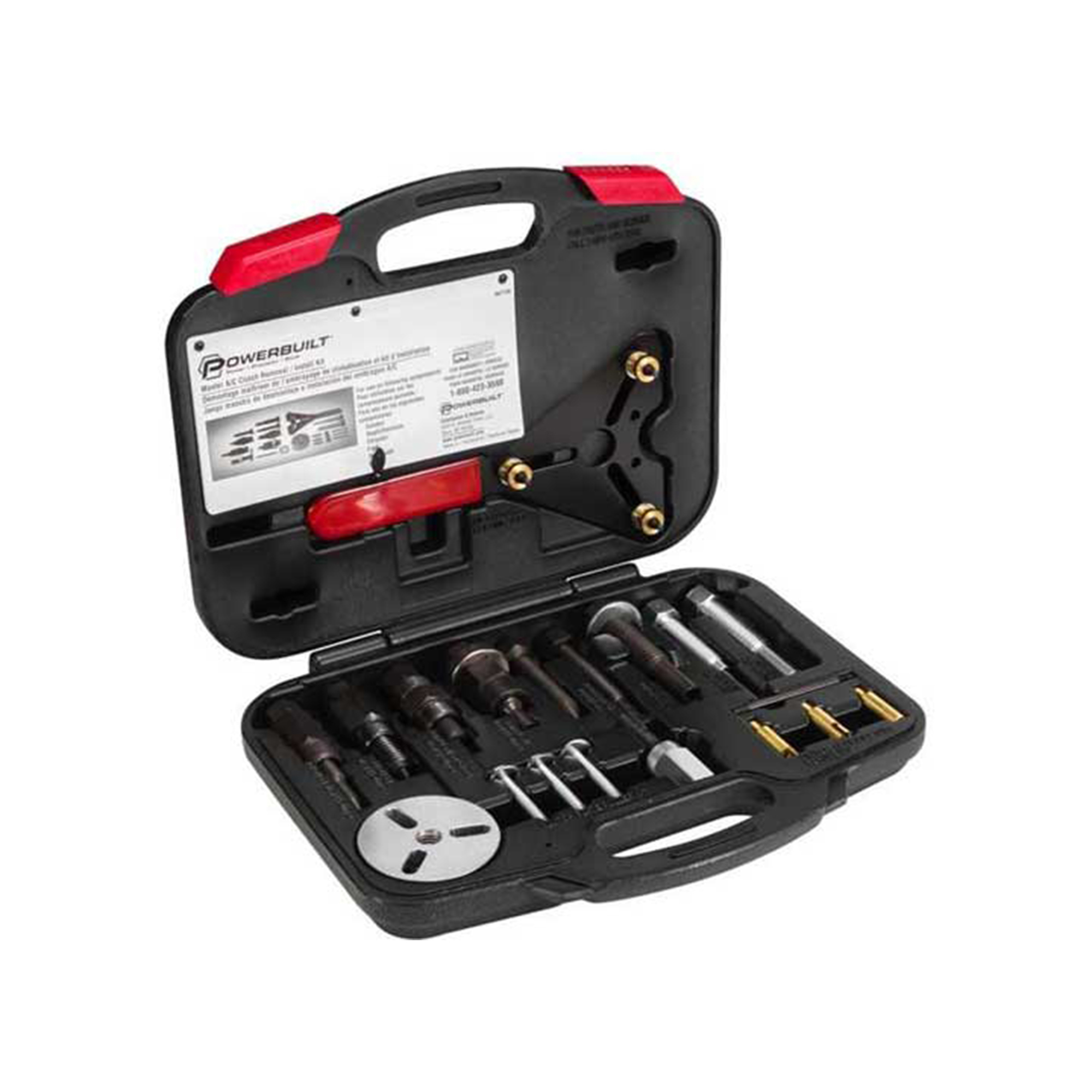 Powerbuilt Master A/C Clutch Removal and Installation Kit — Essential HVAC Repair Tool, Hardened Steel, Durable Carrying Case, Model# PBT647756